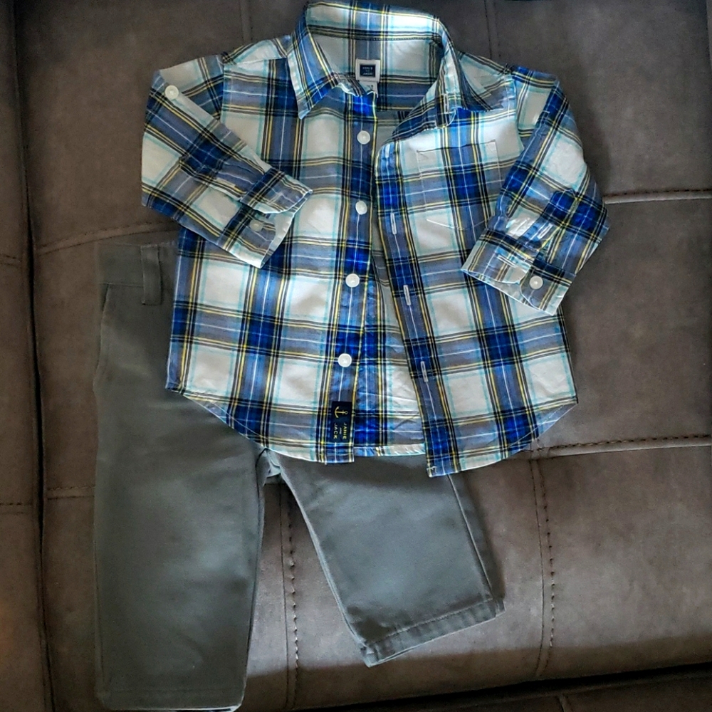 Janie and Jack baby boy gray outfit sz 3-6m